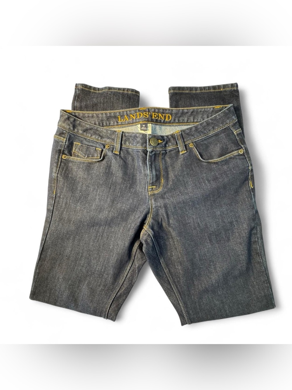 Lands' End Dark Wash Denim Jeans Women's Size 10 Straight Leg Classic Streetwear